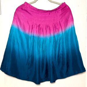Nine West 100% Silk Ombre Pleated Skirt
